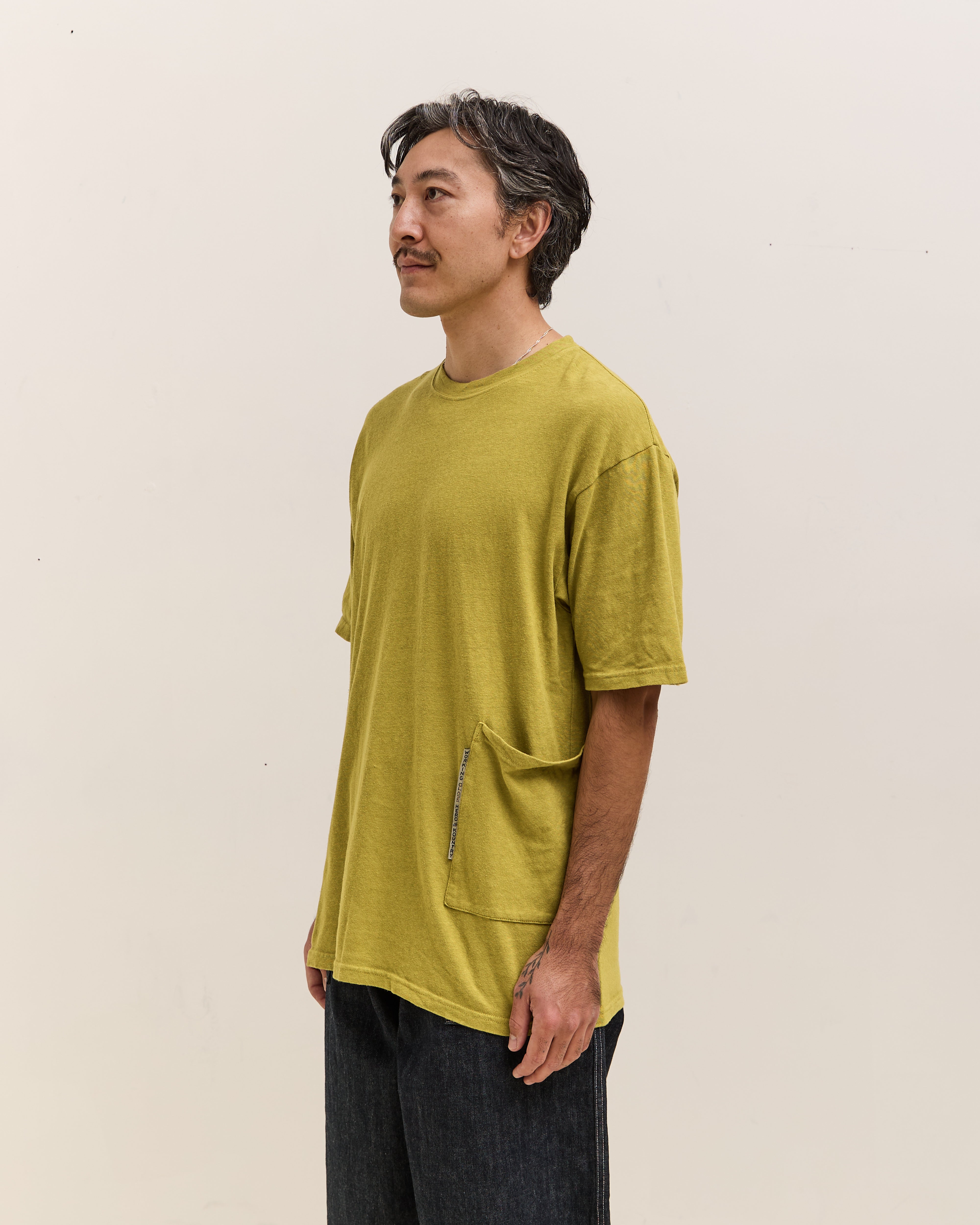 Kapital Gauze Jersey BISCUIT Pocket T Unisex, Yellow Green – Glasswing