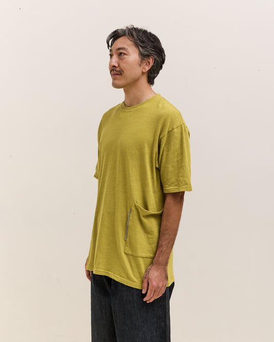 Kapital Gauze Jersey BISCUIT Pocket T Unisex, Yellow Green