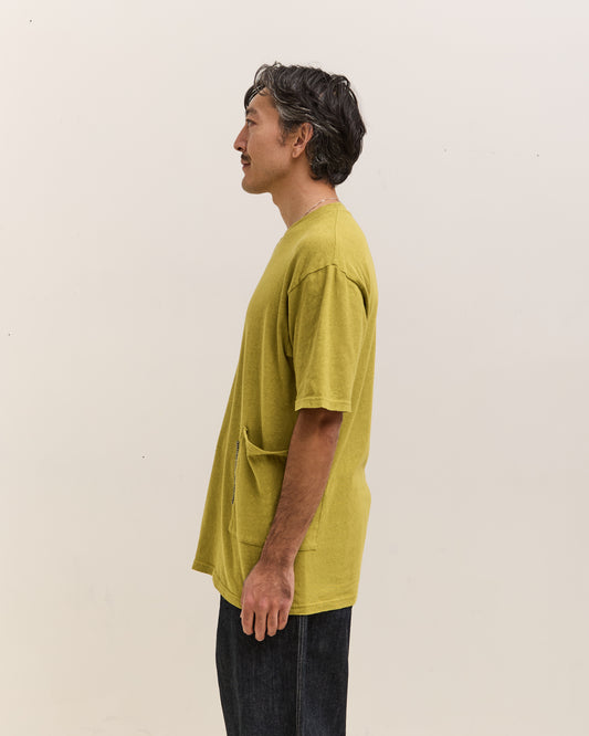 Kapital Gauze Jersey BISCUIT Pocket T Unisex, Yellow Green