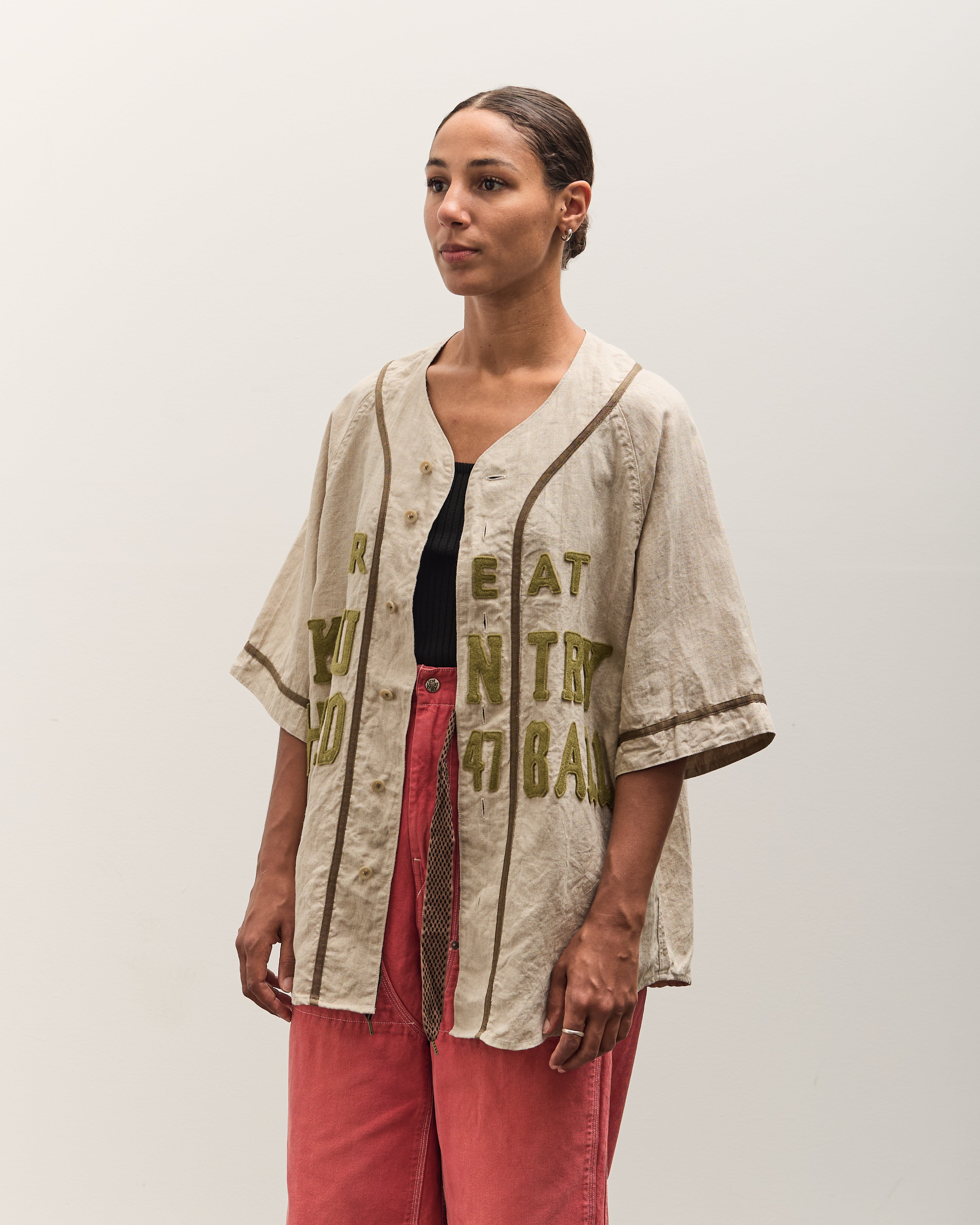 Kapital GREAT KOUNTRY Baseball Shirt, Beige French Linen – Glasswing