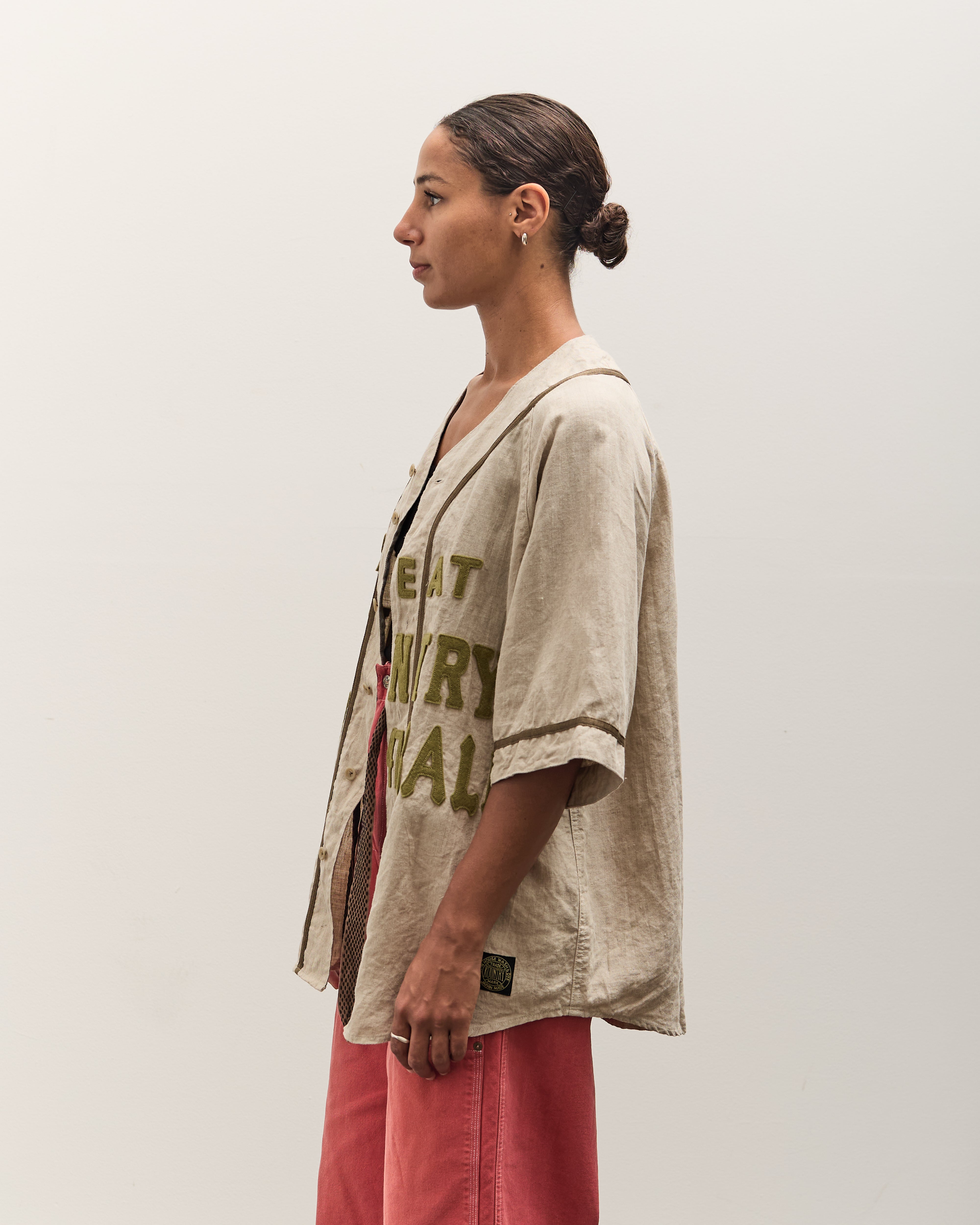 Kapital GREAT KOUNTRY Baseball Shirt, Beige French Linen