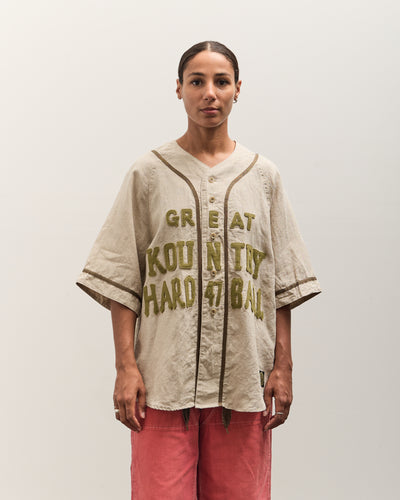 Kapital GREAT KOUNTRY Baseball Shirt, Beige French Linen