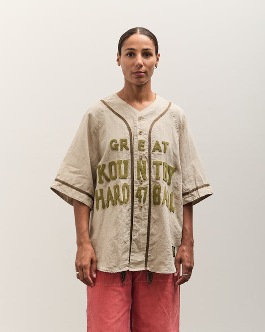 Kapital GREAT KOUNTRY Baseball Shirt, Beige French Linen