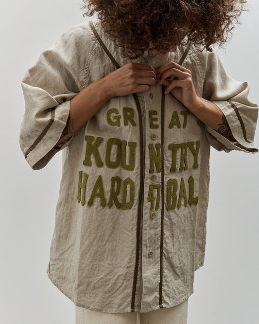 Kapital GREAT KOUNTRY Baseball Shirt, Beige French Linen