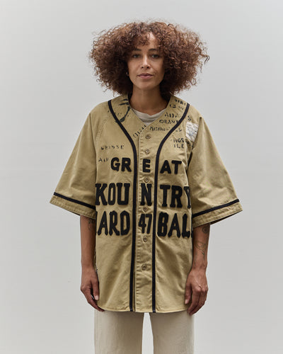 Kapital GREAT KOUNTRY Damaged Baseball Shirt, Beige