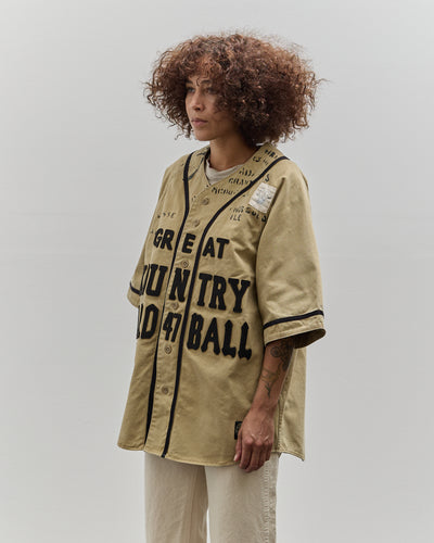 Kapital GREAT KOUNTRY Damaged Baseball Shirt, Beige