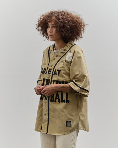 Kapital GREAT KOUNTRY Damaged Baseball Shirt, Beige