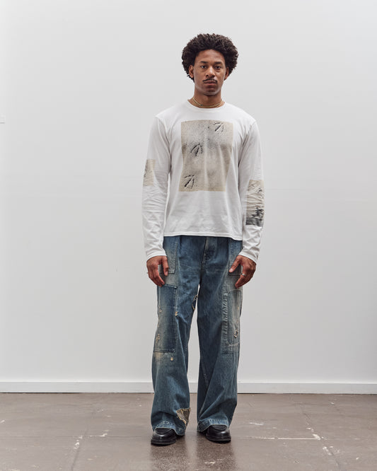 Kapital Jersey Crew Long Sleeve T, White