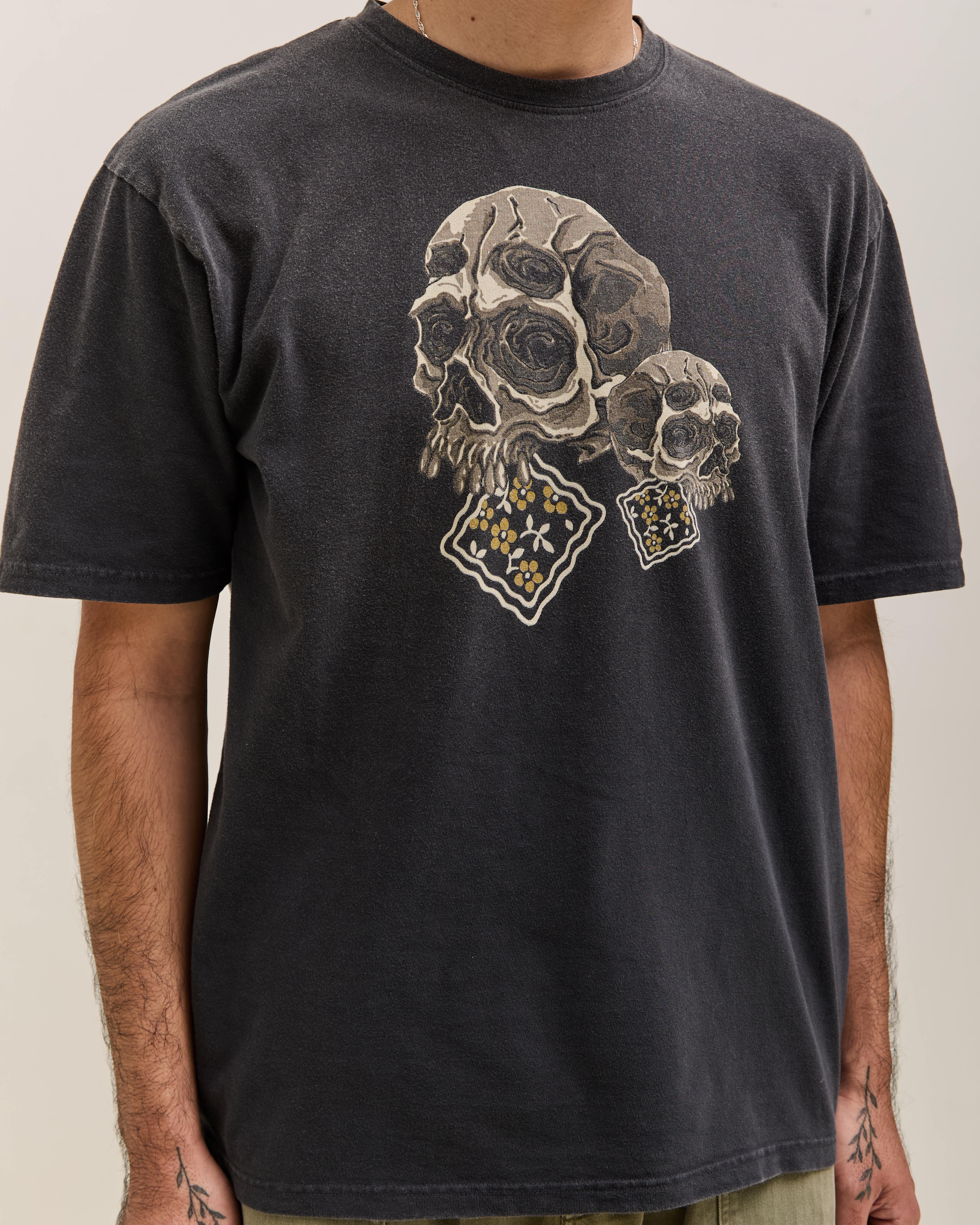 Kapital Jersey Crew T Rain Skull, Black – Glasswing