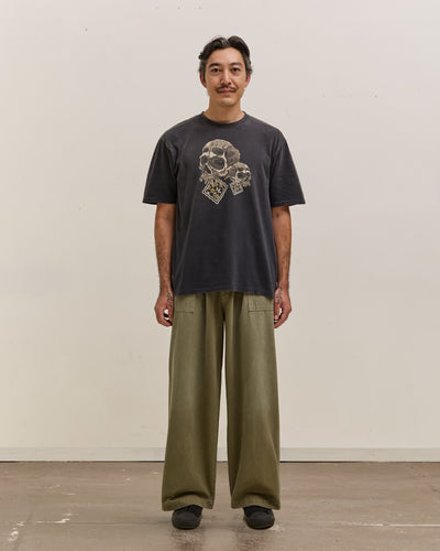 Kapital Jersey Crew T Rain Skull, Black