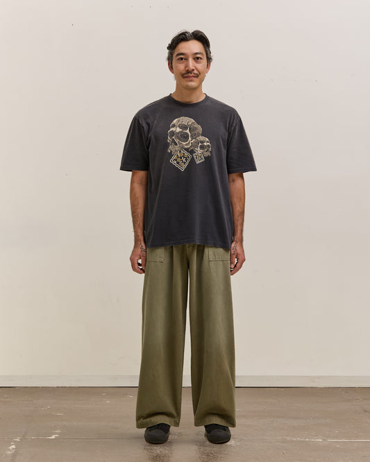 Kapital Jersey Crew T Rain Skull, Black