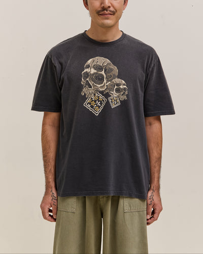 Kapital Jersey Crew T Rain Skull, Black