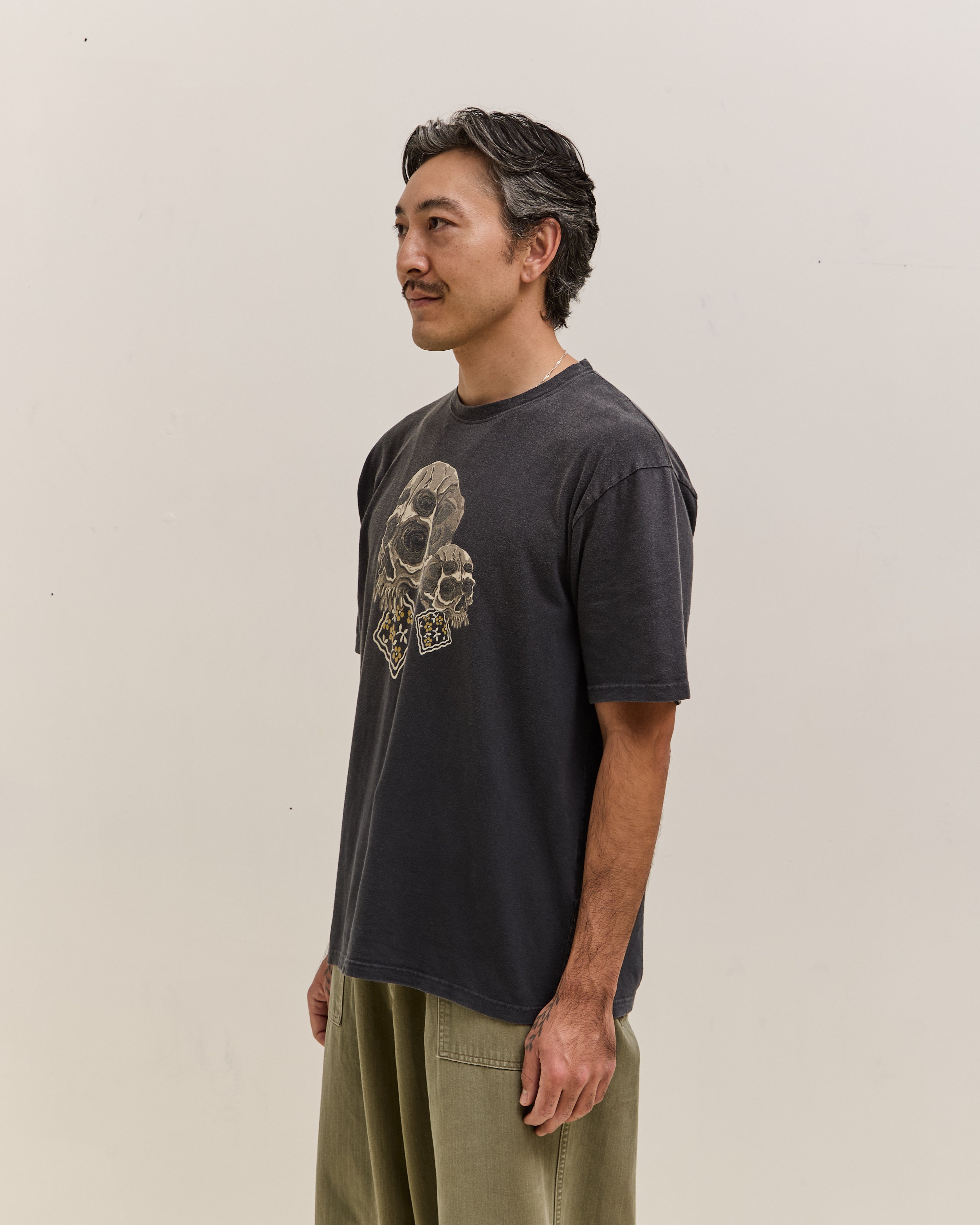 Kapital Jersey Crew T Rain Skull, Black – Glasswing