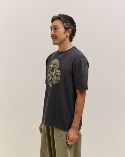 Kapital Jersey Crew T Rain Skull, Black