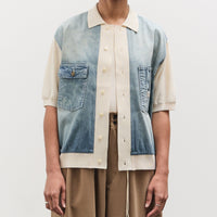 Kapital Knit x 8oz Denim Coverall Polo Shirt, Ecru