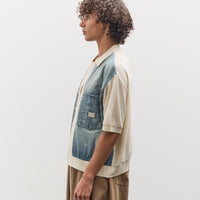 Kapital Knit x 8oz Denim Coverall Polo Shirt, Ecru