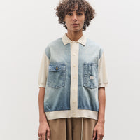 Kapital Knit x 8oz Denim Coverall Polo Shirt, Ecru