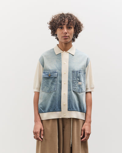 Kapital Knit x 8oz Denim Coverall Polo Shirt, Ecru