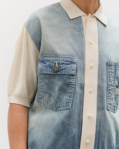 Kapital Knit x 8oz Denim Coverall Polo Shirt, Ecru