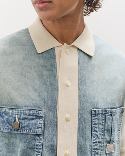 Kapital Knit x 8oz Denim Coverall Polo Shirt, Ecru