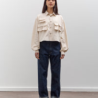 Kapital Nugget-Pocket Cropped Fish Shirt, Natural