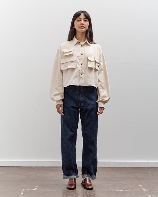 Kapital Nugget-Pocket Cropped Fish Shirt, Natural
