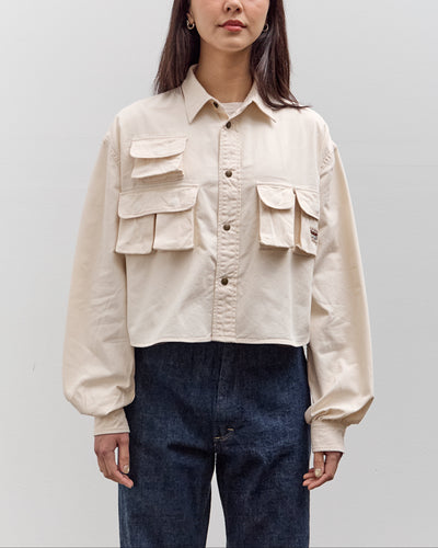 Kapital Nugget-Pocket Cropped Fish Shirt, Natural