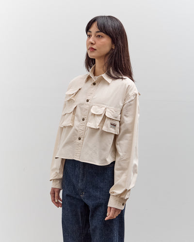 Kapital Nugget-Pocket Cropped Fish Shirt, Natural