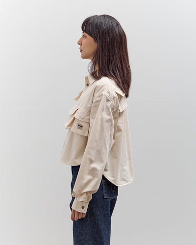 Kapital Nugget-Pocket Cropped Fish Shirt, Natural