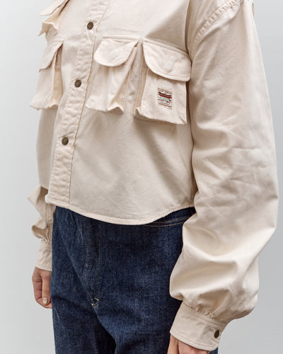 Kapital Nugget-Pocket Cropped Fish Shirt, Natural