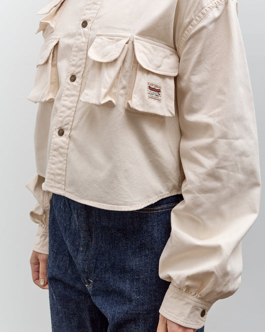 Kapital Nugget-Pocket Cropped Fish Shirt, Natural
