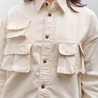 Kapital Nugget-Pocket Cropped Fish Shirt, Natural