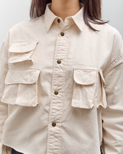 Kapital Nugget-Pocket Cropped Fish Shirt, Natural