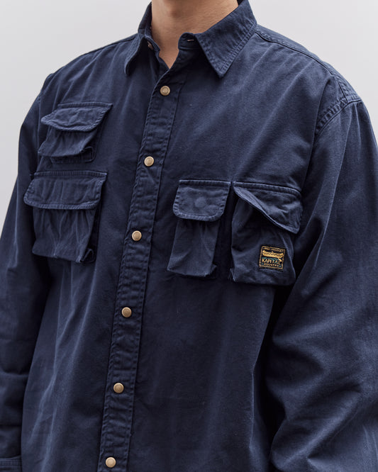 Kapital Nugget-Pocket Fish Shirt, Navy