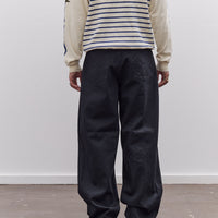 Kapital 14Oz Blk X Blk Denim Club Baggy 5P Pants Unisex, Black