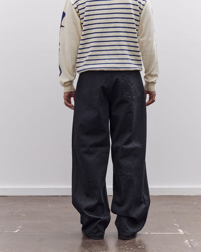 Kapital 14Oz Blk X Blk Denim Club Baggy 5P Pants Unisex, Black