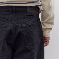 Kapital 14Oz Blk X Blk Denim Club Baggy 5P Pants Unisex, Black