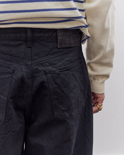 Kapital 14Oz Blk X Blk Denim Club Baggy 5P Pants Unisex, Black
