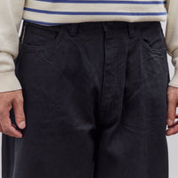 Kapital 14Oz Blk X Blk Denim Club Baggy 5P Pants Unisex, Black
