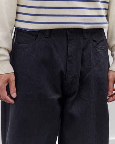Kapital 14Oz Blk X Blk Denim Club Baggy 5P Pants Unisex, Black