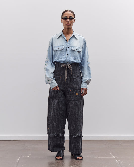 Kapital 12oz MAGPIE Denim W-Knee Easy Baggy Pants, BLKxBLK