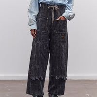 Kapital 12oz MAGPIE Denim W-Knee Easy Baggy Pants, BLKxBLK