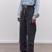 Kapital 12oz MAGPIE Denim W-Knee Easy Baggy Pants, BLKxBLK