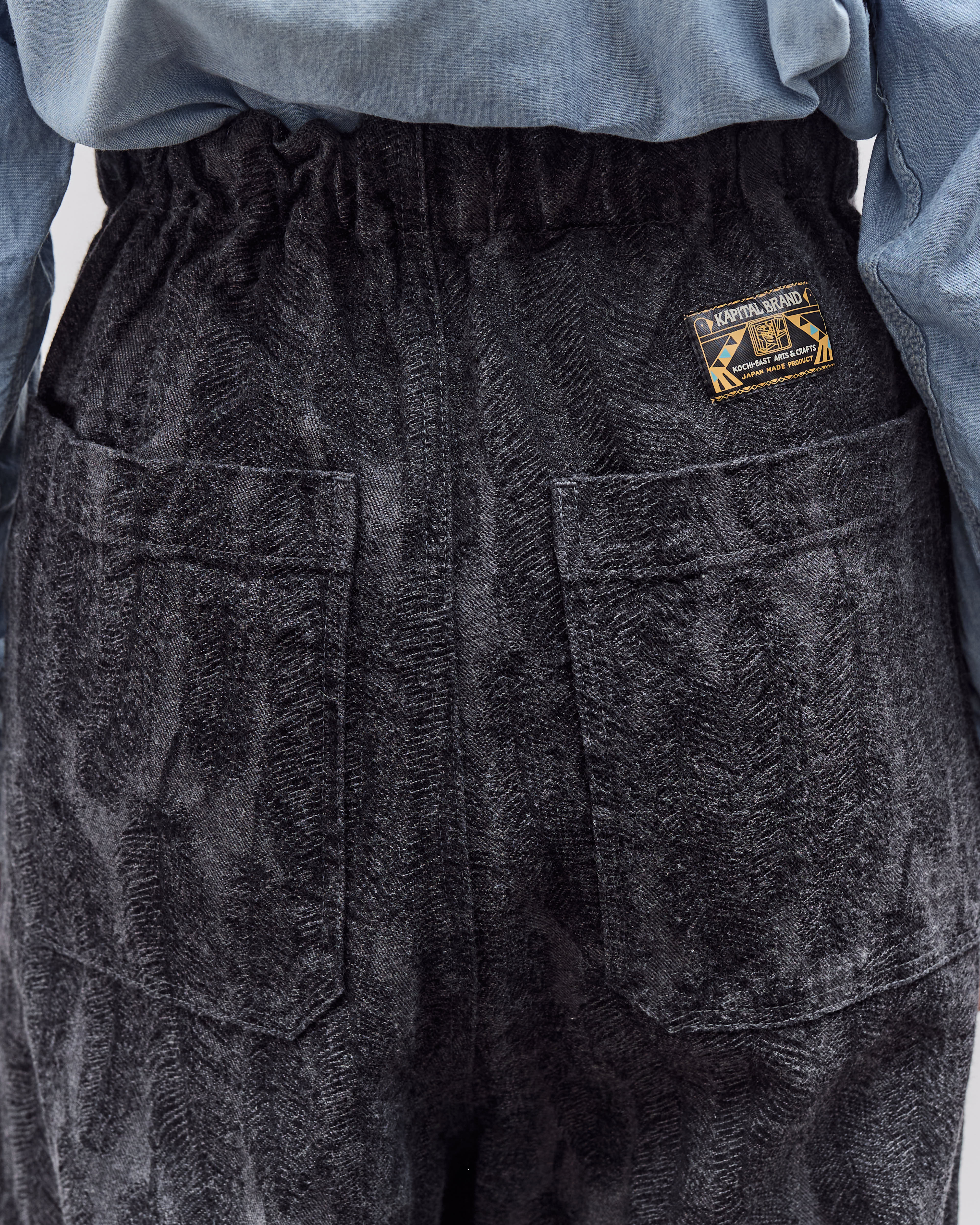 Kapital 12oz MAGPIE Denim W-Knee Easy Baggy Pants, BLKxBLK – Glasswing