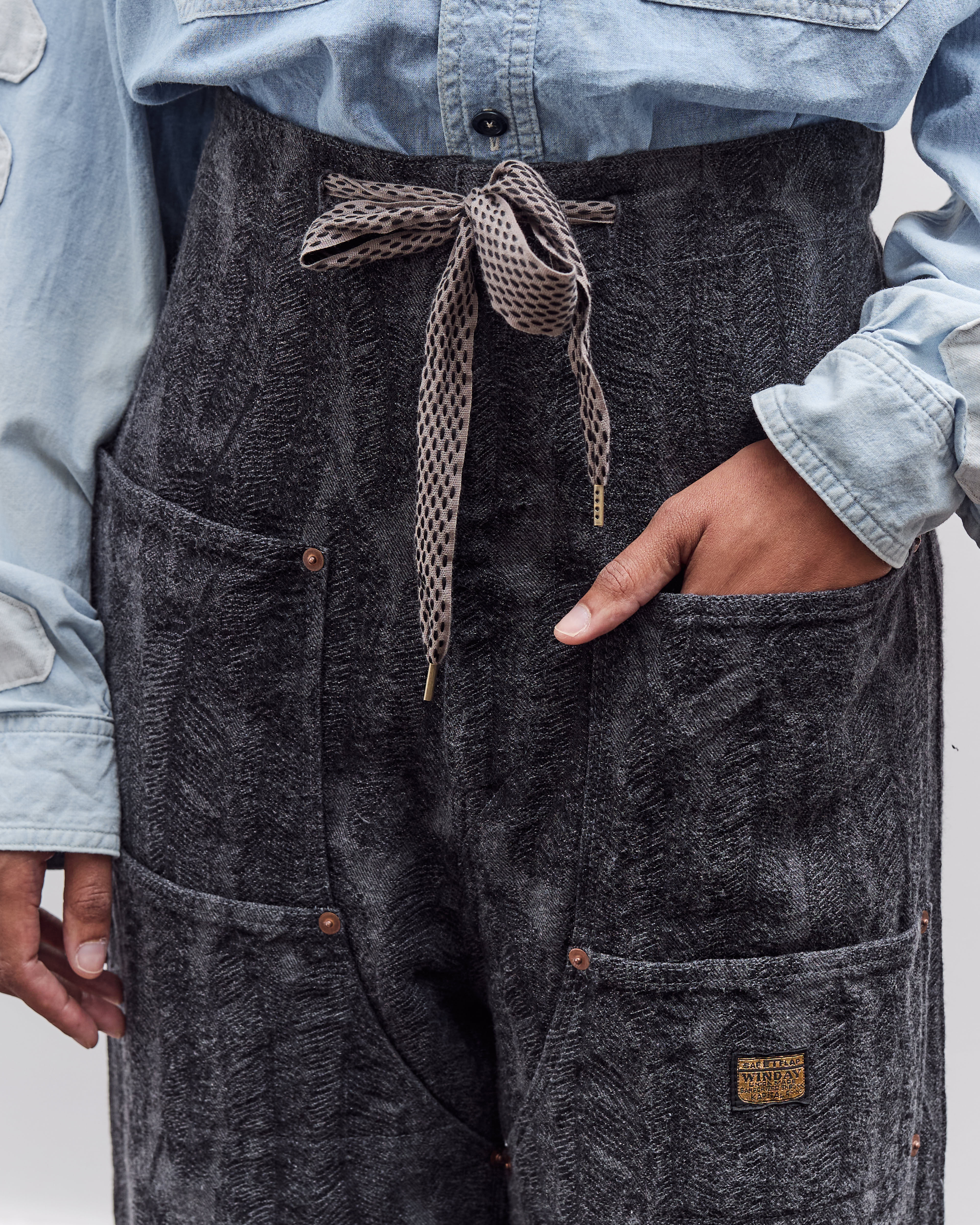 Kapital 12oz MAGPIE Denim W-Knee Easy Baggy Pants, BLKxBLK – Glasswing