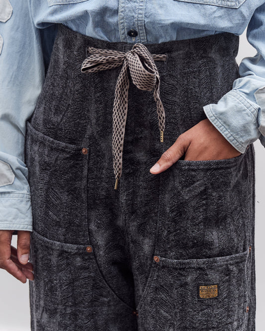 Kapital 12oz MAGPIE Denim W-Knee Easy Baggy Pants, BLKxBLK