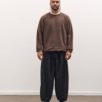 Kapital Reverse Fleece Big Crew Sweatshirt, Brown