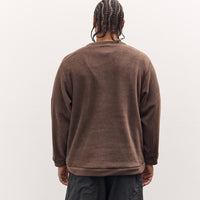 Kapital Reverse Fleece Big Crew Sweatshirt, Brown