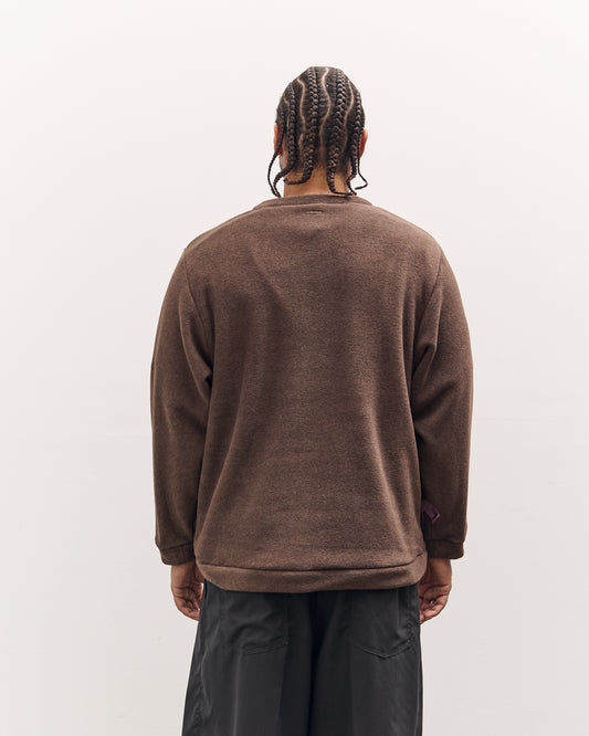 Kapital Reverse Fleece Big Crew Sweatshirt, Brown