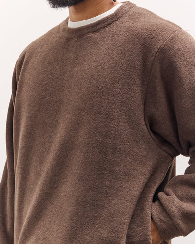 Kapital Reverse Fleece Big Crew Sweatshirt, Brown